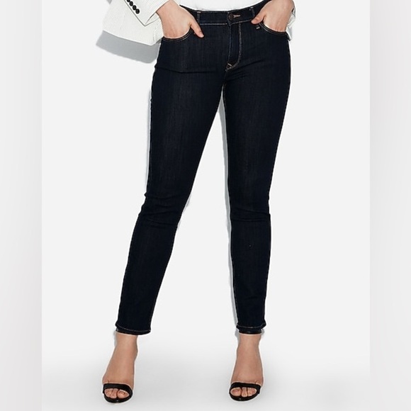Express Women’s Mid Rise Dark Wash Skinny Denim Jeans | NEW/NWOT!!👖🩷👖🩷 - Picture 4 of 13